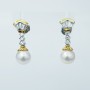 ORECCHINI PENDENTI DIAMANTI con PERLE in ORO 18 kt - Modello (Ventaglio)