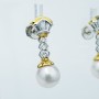 ORECCHINI PENDENTI DIAMANTI con PERLE in ORO 18 kt - Modello (Ventaglio)