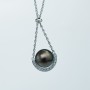 18 kt White Gold Set with Certified Pearls and Diamonds - Model (Tahiti)