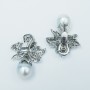 18 kt GOLD EARRINGS with DIAMONDS and PEARLS - Model (Leaf)