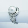 Anello Perla Akoya in Oro 18kt con Diamanti Certificati - Modello (Snake)