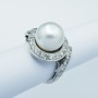 Anello Perla Akoya in Oro 18kt con Diamanti Certificati - Modello (Snake)