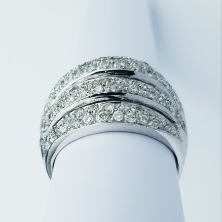 Bague Or 18 Carats Avec Diamants 0,14 Carat - Poids 3,74 G - Taille 50 - Occasion