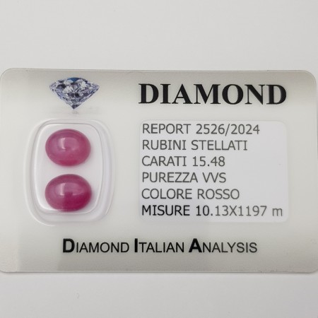 STELLA RUBINS COUPLE 15.48 ct BLISTER CERTIFIED