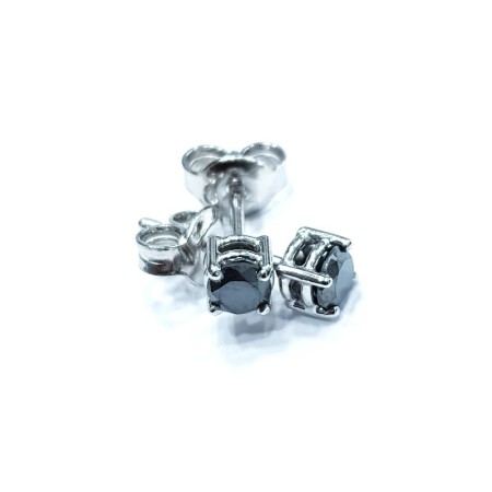 BOUCLES D'OREILLES DIAMANT NOIR 18kt OR BLANC 0.35 CARATS TOTAUX