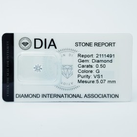 0.50 G VS1 Diamante Certificato DIA in Blister