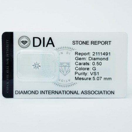 0.50 G VS1 Diamond Certified DIA in Blister Packs