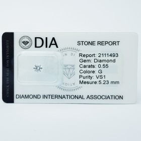 0,55 G VS1 Diamant certifié DIA en plaquettes thermoformées