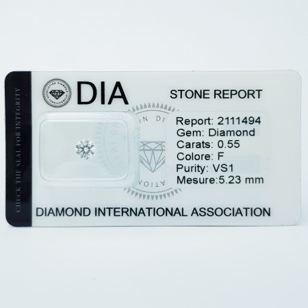 0.55 F VS1 Diamond Certified DIA in Blister Pack