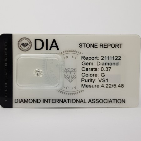 0.37 G VS1 Diamante Certificato DIA in Blister