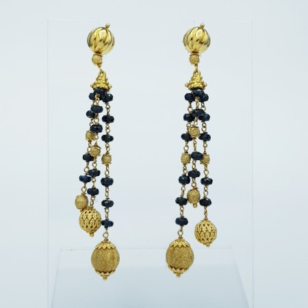 Orecchini Pendenti in Oro Giallo 18 kt e Onice