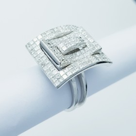 Bague en or blanc 18kt 1.92ct Total G VVS1 - Modèle (LIDIA)