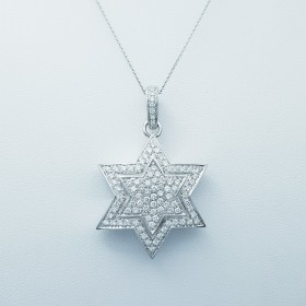 18 kt Gold Pendant Necklace with Certified Diamonds - Model (Star)