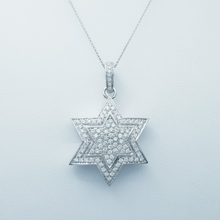 Collana Ciondolo in Oro 18 kt con Diamanti Certificati - Modello (Stella)