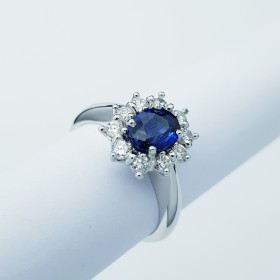 18kt Gold Ring with Sapphire 0.85 ct and Diamonds 0.42 ct Total - Model (MIDDLETON)
