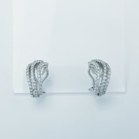Boucles d'oreilles en or blanc 18 KT avec diamants certifiés 0,95 ct Total