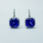 Boucles d'oreilles en or blanc 18 carats avec Tanzanites et diamants certifiés - Modèle (OMIII)