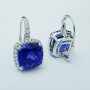 Boucles d'oreilles en or blanc 18 carats avec Tanzanites et diamants certifiés - Modèle (OMIII)