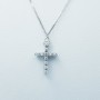 18 KT WHITE GOLD CROSS PENDANT with CERTIFIED DIAMONDS and SAPPHIRE - Model (Double)