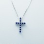 PENDANT CROIX EN OR BLANC 18 KT avec DIAMANTS CERTIFIÉS et SAPPHIRE - Modèle (Double)