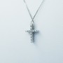 18 KT WHITE GOLD CROSS PENDANT with CERTIFIED DIAMONDS and SAPPHIRE - Model (Double)