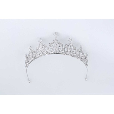 18K rhodium plated silver tiara and gems-MOD2