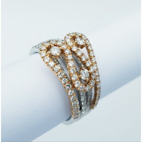 Bague en or 18 carats avec diamants certifiés - Modèle (Courbes)