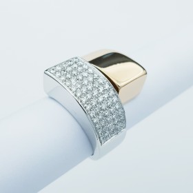Bague en or 18 carats avec diamants certifiés - Modèle (bicolore)