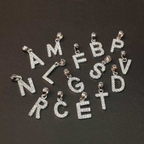 NECKLACE WITH A SILVER LETTER AND DIAMON ZIRCONES