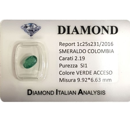 RADIANT SMERALD 2.19 CARAT Si1 CERTIFIED en BLISTER
