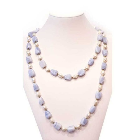 SCARAMAZZE Pearl and Agate necklace with gold rhodium - plated inserts-120cm