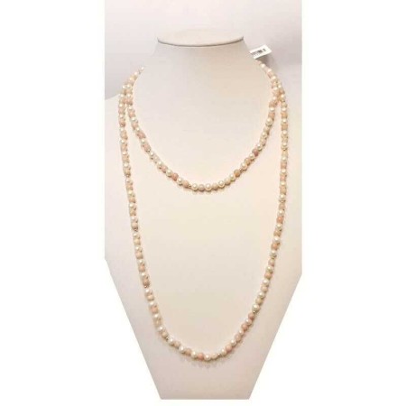 Collier perle et tourmaline avec inserts plaqués or rhodié - 120cm