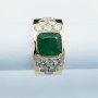 Bague en or 18kt avec émeraude et diamants certifiés - Modèle (Ovalart)