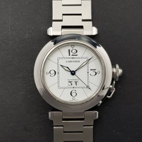 Cartier Pasha Big Data 2475 Nos Very Good condition stahl steel Diam1563