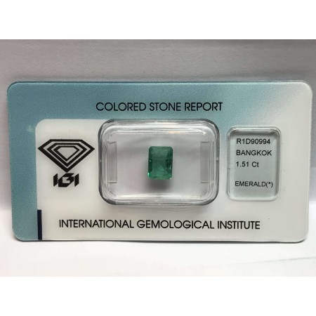 Emerald certifié 1.51 carat blister lot 2.00