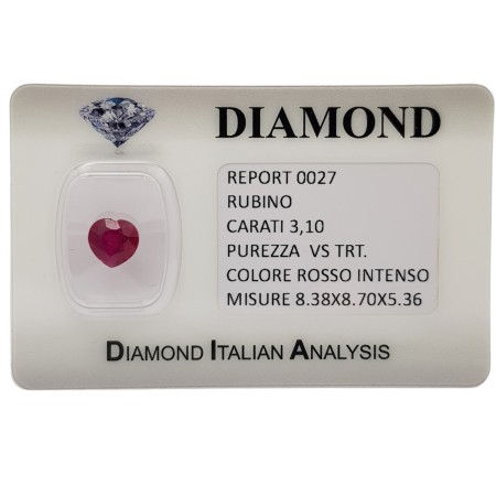CŒUR RUBY CUT 3,10 ct dans BLISTER CERTIFIED