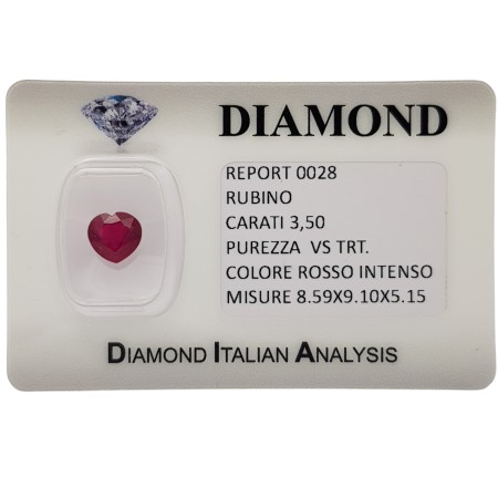 RUBY CUT HEART 3.50 ct in BLISTER CERTIFIED