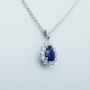 18 kt White Gold Pendant Necklace with Sapphire and Certified Diamonds