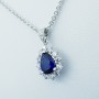 Collana Ciondolo in Oro Bianco 18 kt con Zaffiro e Diamanti Certificati