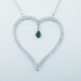 18 kt White Gold Heart Pendant Necklace with Sapphire and Certified Diamonds