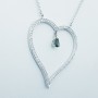 18 kt White Gold Heart Pendant Necklace with Sapphire and Certified Diamonds