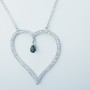Collana Ciondolo Cuore in Oro Bianco 18 kt con Zaffiro e Diamanti Certificati