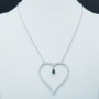 Collana Ciondolo Cuore in Oro Bianco 18 kt con Zaffiro e Diamanti Certificati