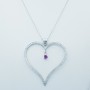 Collana Ciondolo Cuore in Oro Bianco 18 kt con Zaffiro e Diamanti Certificati