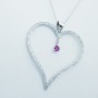 Collana Ciondolo Cuore in Oro Bianco 18 kt con Zaffiro e Diamanti Certificati