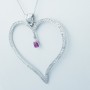Collana Ciondolo Cuore in Oro Bianco 18 kt con Zaffiro e Diamanti Certificati