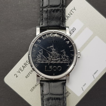 Corum 500 Lire Caravelle of 1957 Coin Watch Like New Full set Diam1588