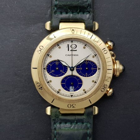 Cartier Pasha Chronograph 38mm 30009 Good condition Full Gold 224ClFebb2