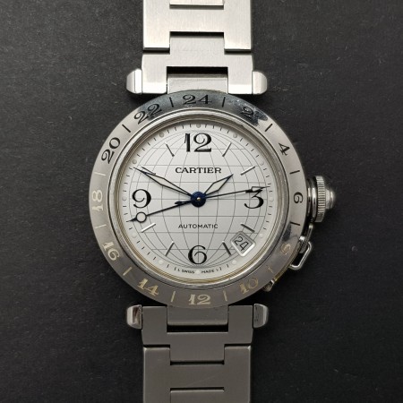 Cartier Pasha Gmt 2377 35mm Good Condition Stahl Steel 205Clfeb2