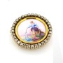 Brooch pendant in gold early 900 enamel diamonds 0.70 carat
